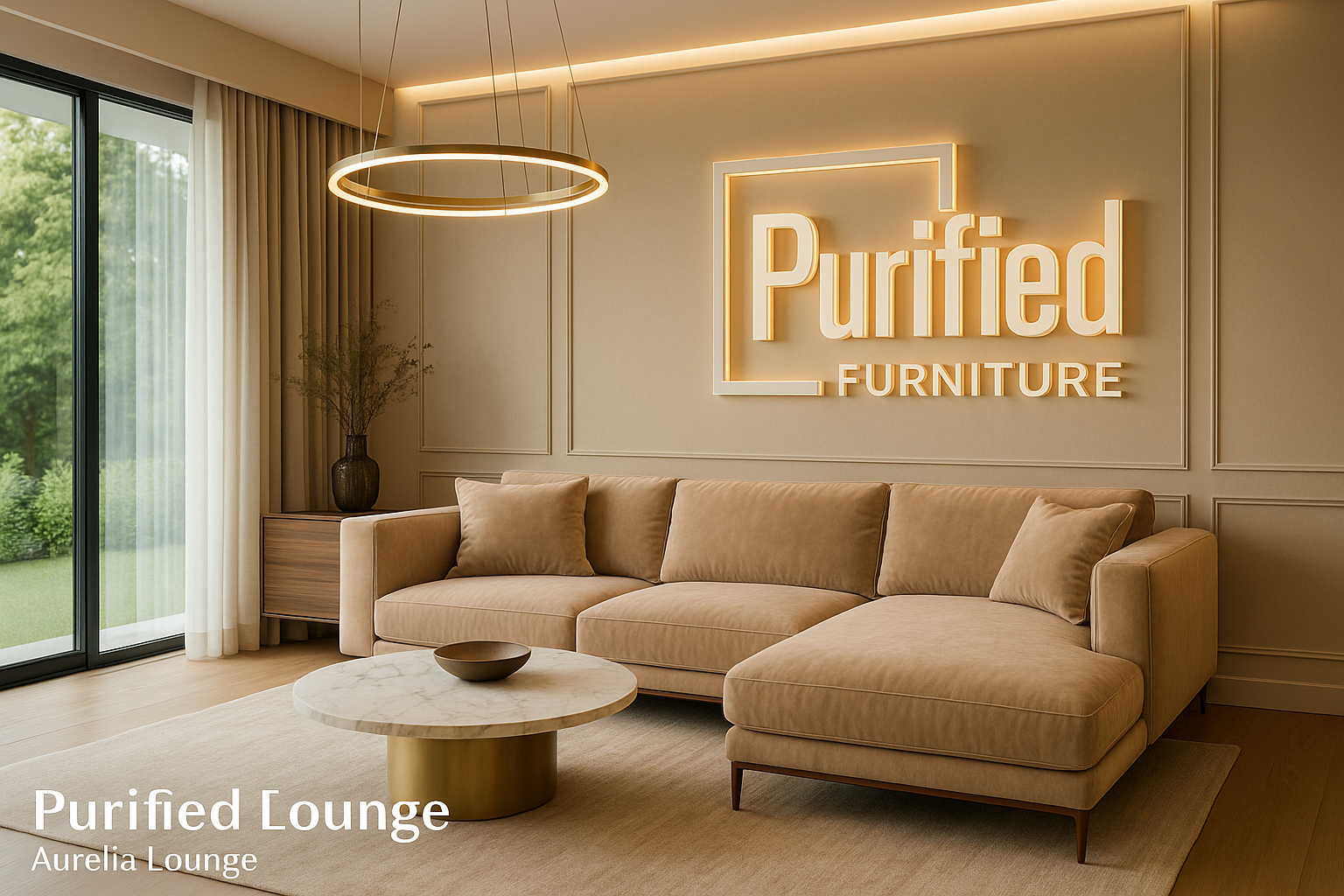 Banner promozionale Purified Furniture con sfondo Purified Glow e mobile scarpiera moderna. Testo in italiano Offerte Esclusive (4)