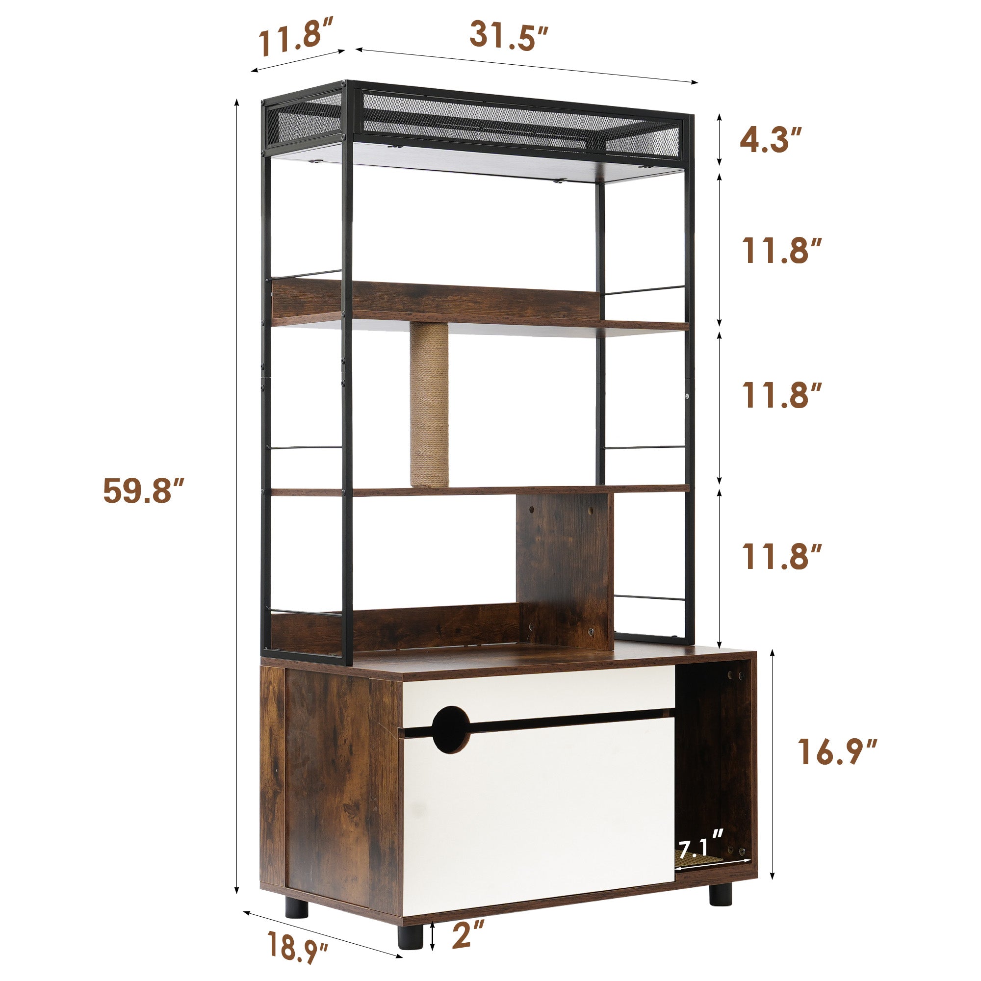 Mobile Lettiera Gatto Legno Ripiani