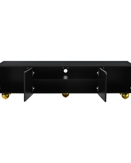 U-Can modern TV stand for TVs under 75 inches with a storage cabinet top marble pattern and circular stand