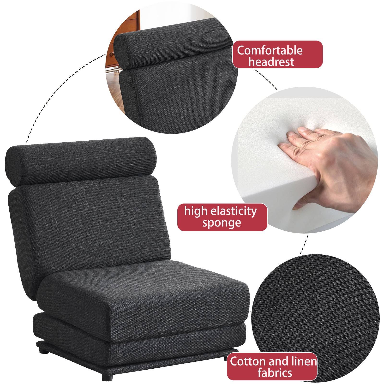 Poltrona Letto Pieghevole Grigio Scuro