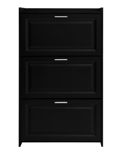 U-Can Shoe Storage Cabinet for Entryway with 3 Flip Drawers, Modern Shoe Organizer Cabinet, Free Standing Shoe Rack Black