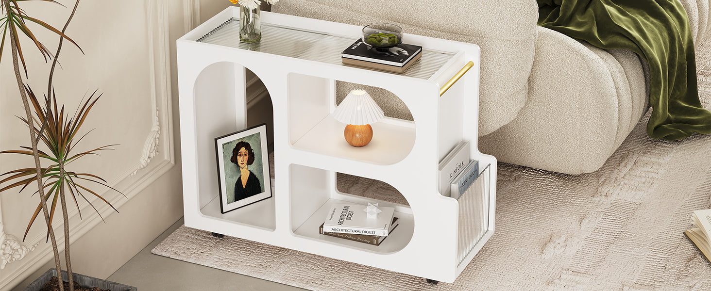 Tavolino Mobile Bianco Vetro Temperato