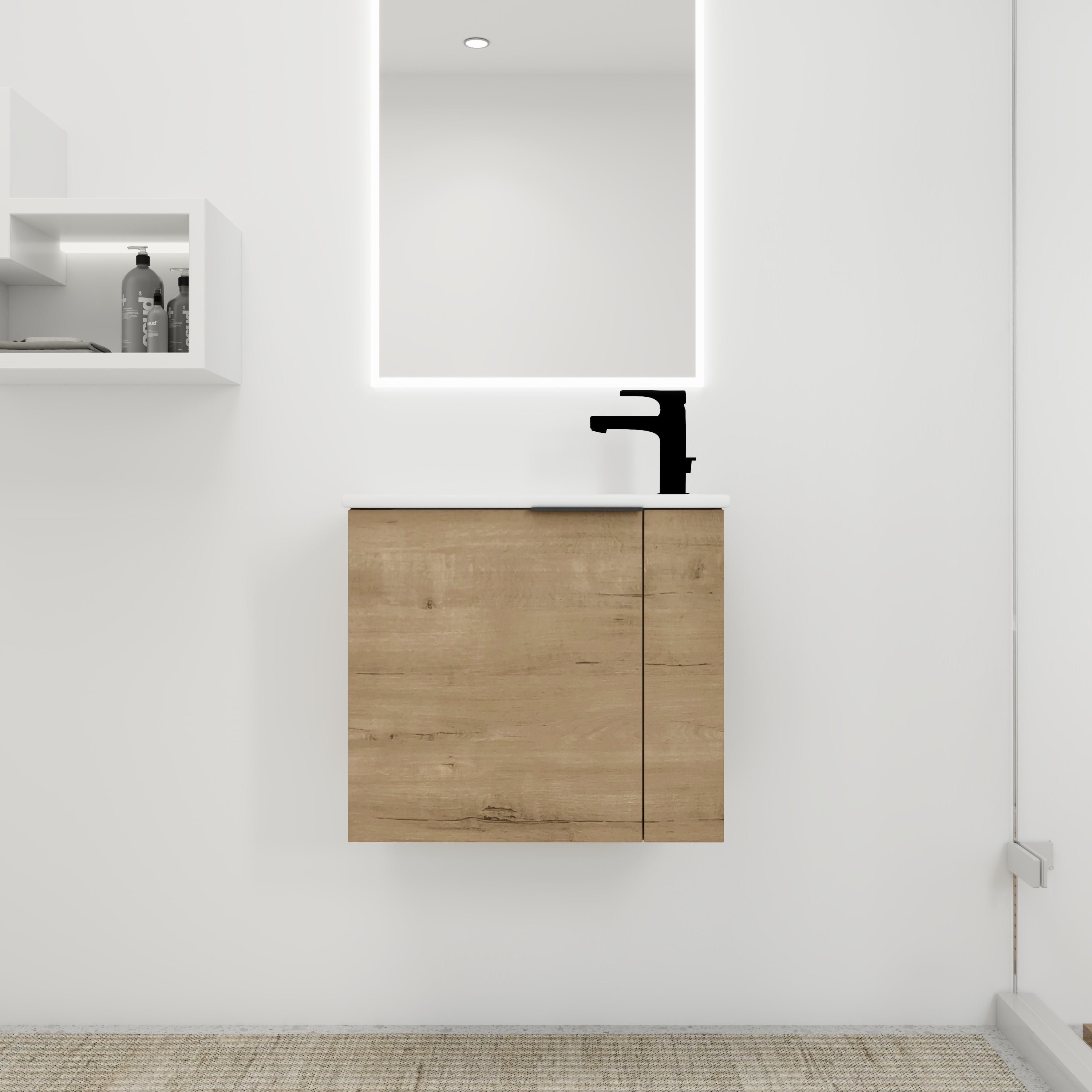 Mobile Bagno Sospeso 56cm Rovere con Lavabo