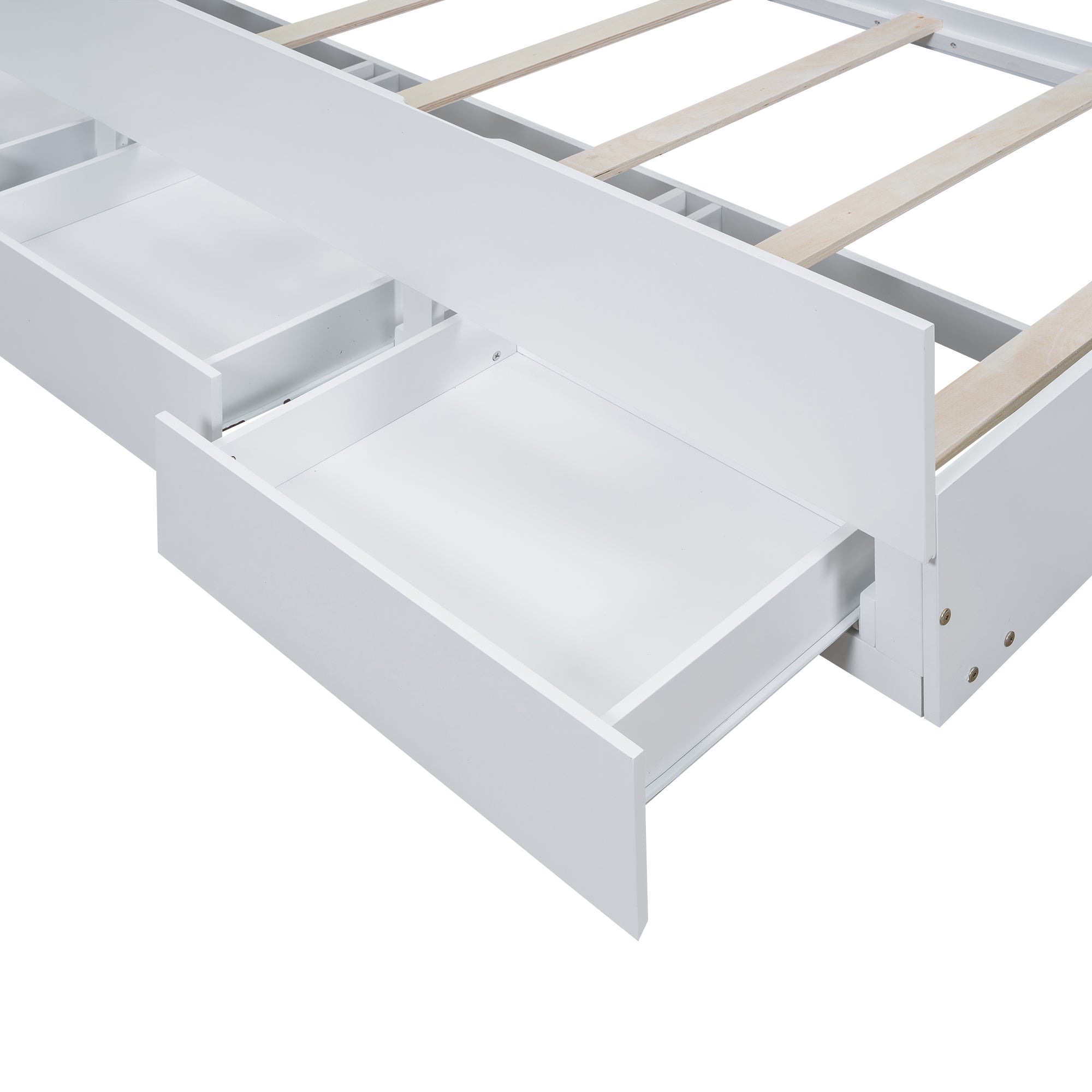 Letto Singolo Piattaforma LED Bianco 3 Cassetti