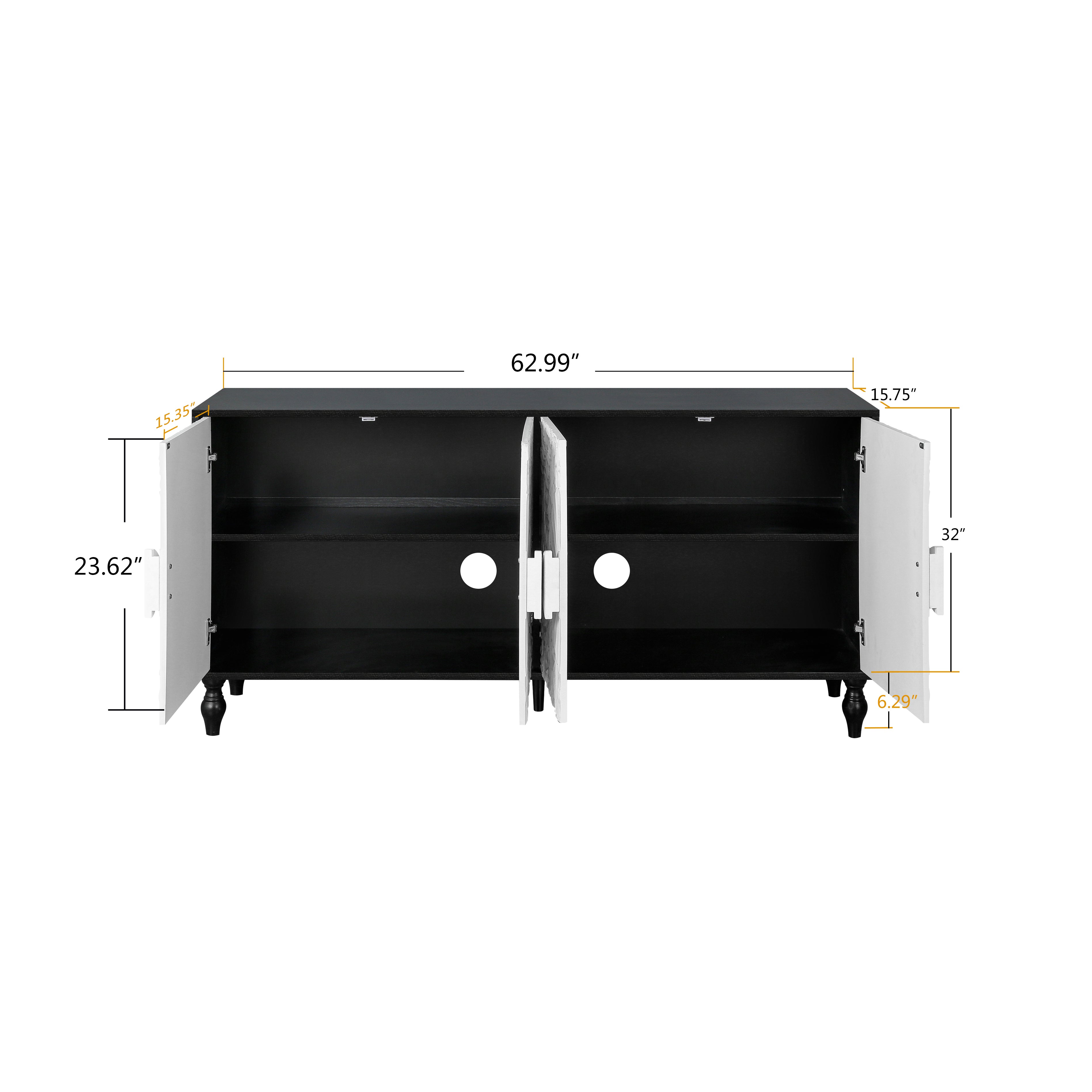 Mobile TV Vintage Bianco Porte Intagliate