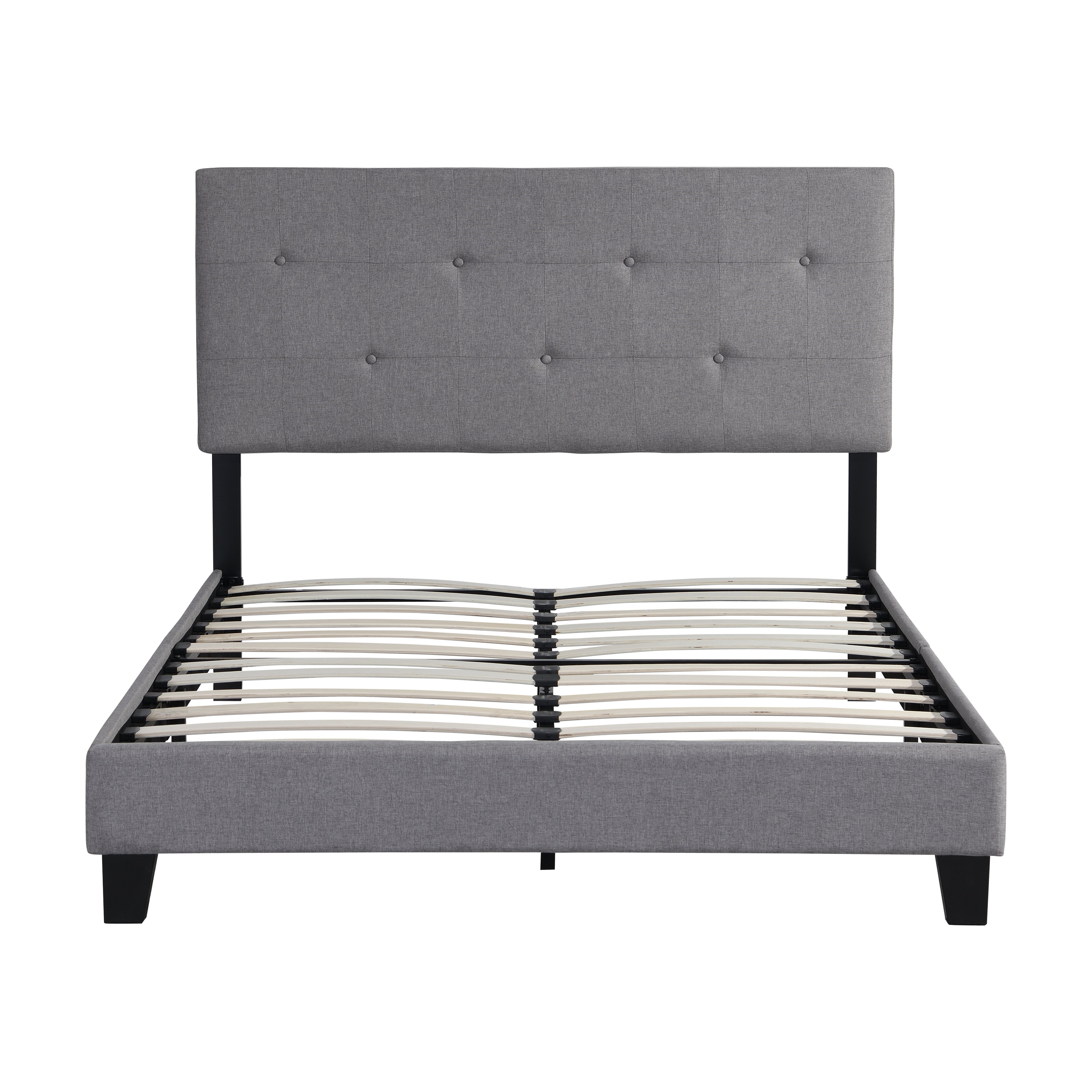 Letto Full Size Imbottito Lino Grigio