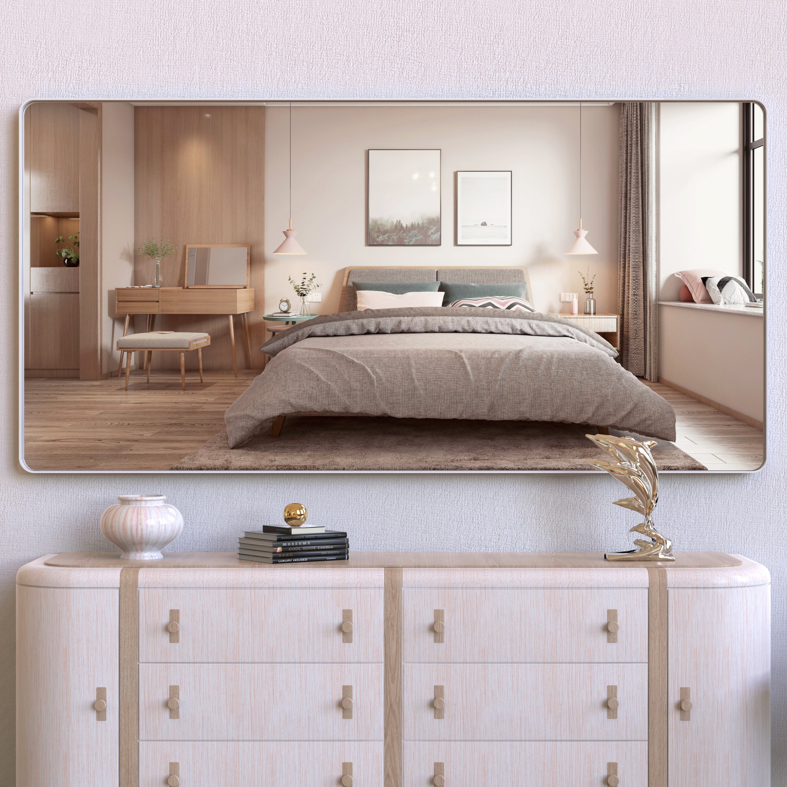 Specchio Bagno 183x91cm con Vassoio Mobile
