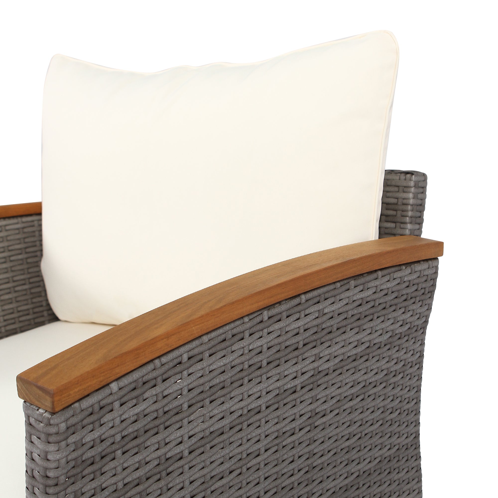 Set Patio Rattan 9 Pezzi Beige Acacia