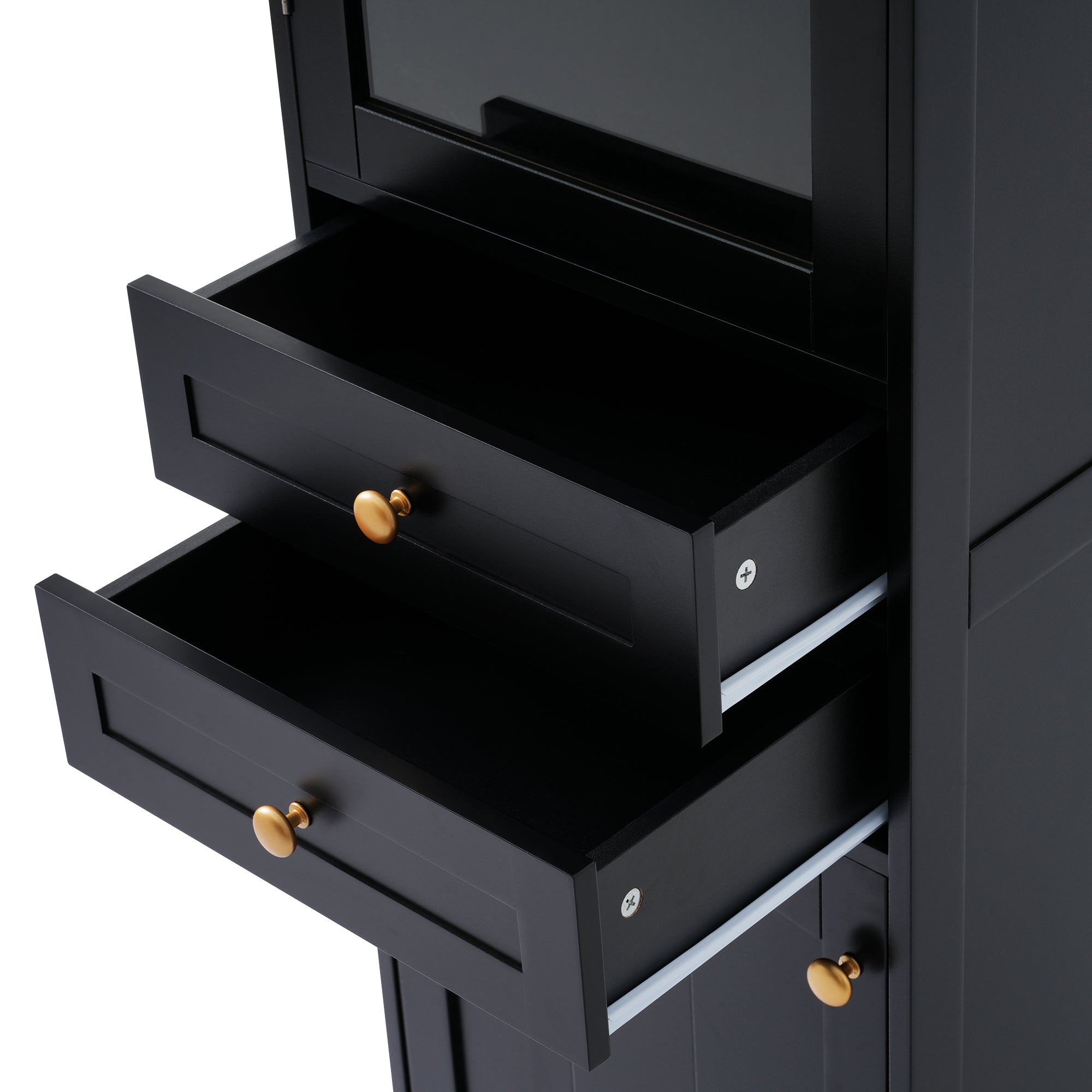 Mobile Bagno Alto Nero con Ante Vetro