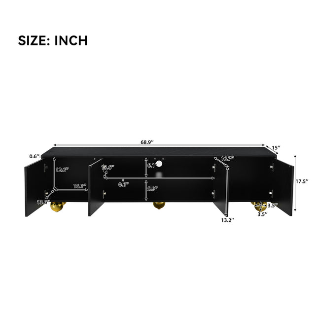 U-Can modern TV stand for TVs under 75 inches with a storage cabinet top marble pattern and circular stand