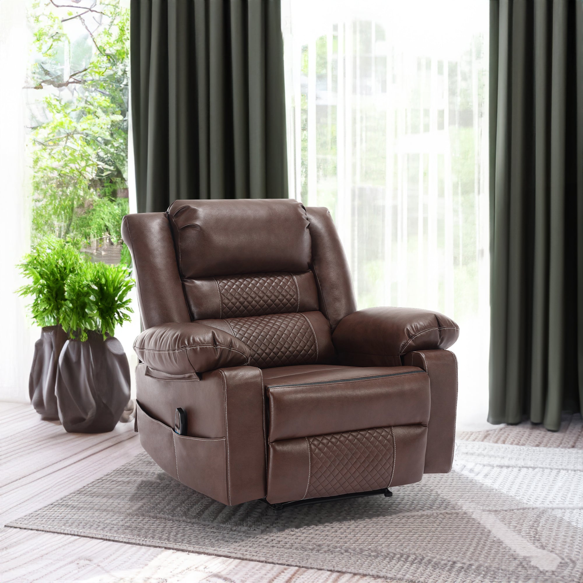 Poltrona Relax Massaggiante in Pelle con Reclinazione Manuale