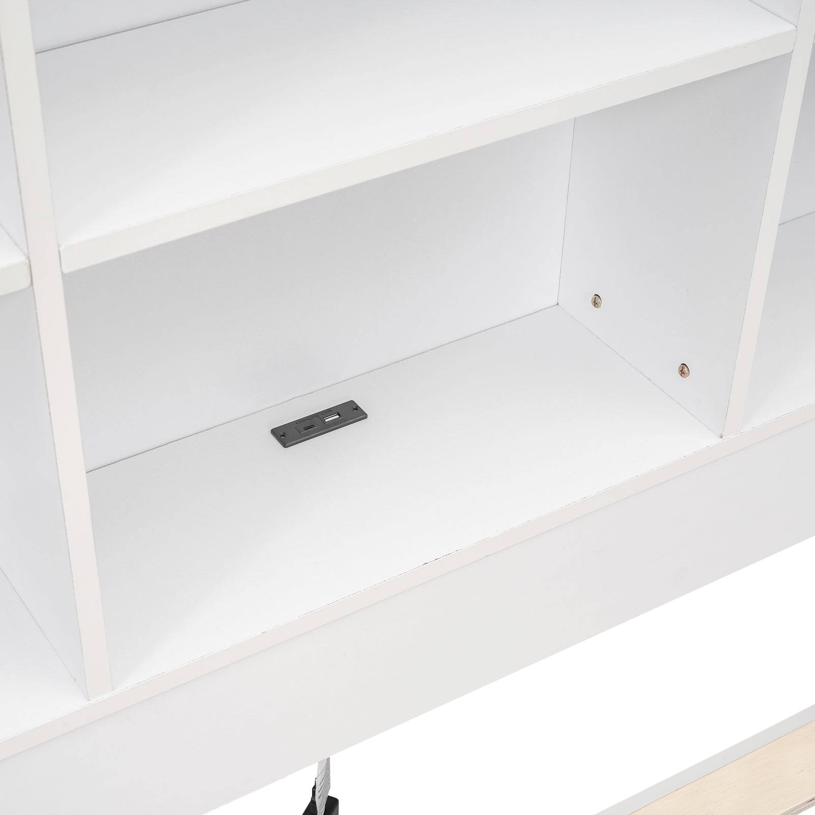 Letto Full Size Testata Ripostiglio Ricarica Bianco