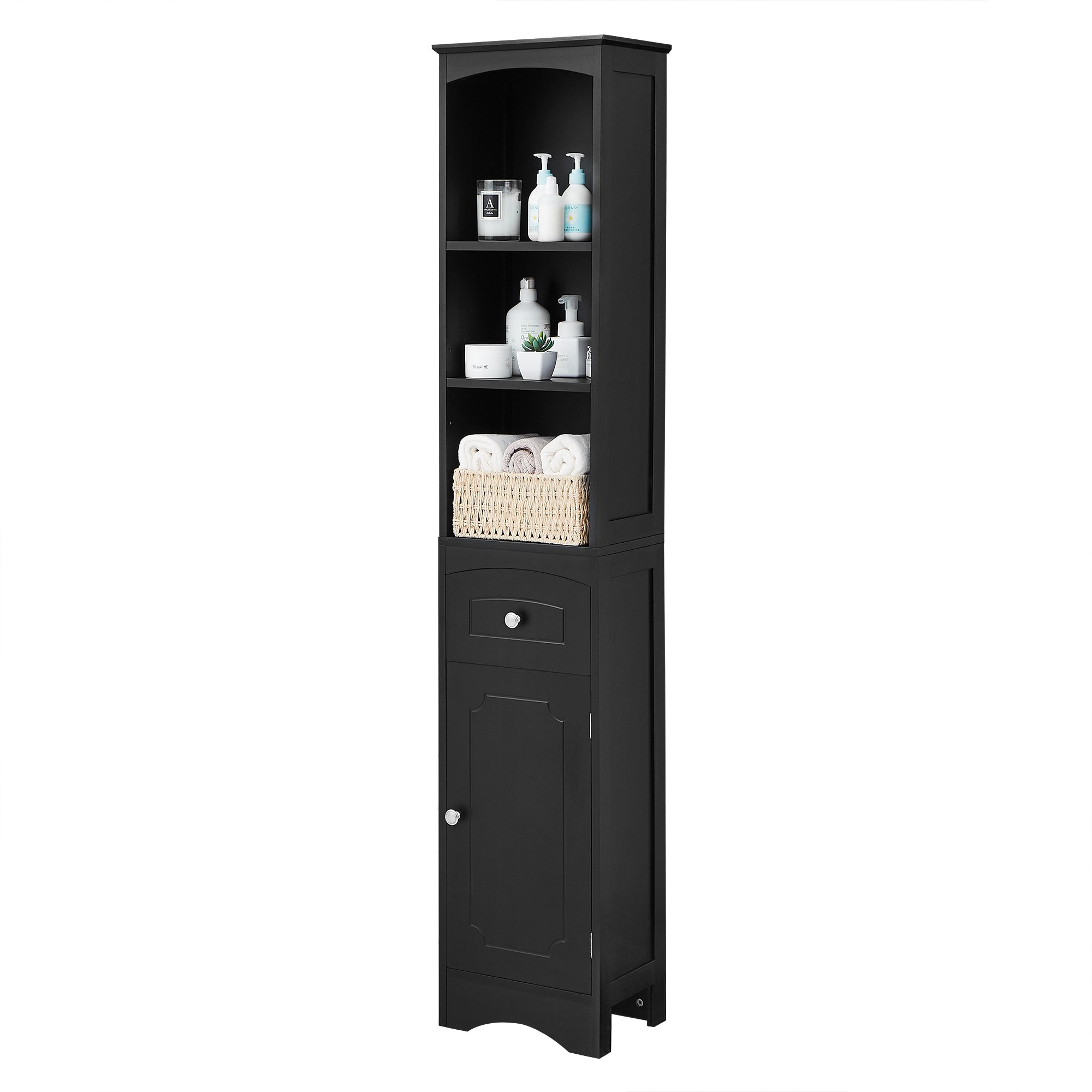 Mobile Bagno Stretto Alto Nero 170cm