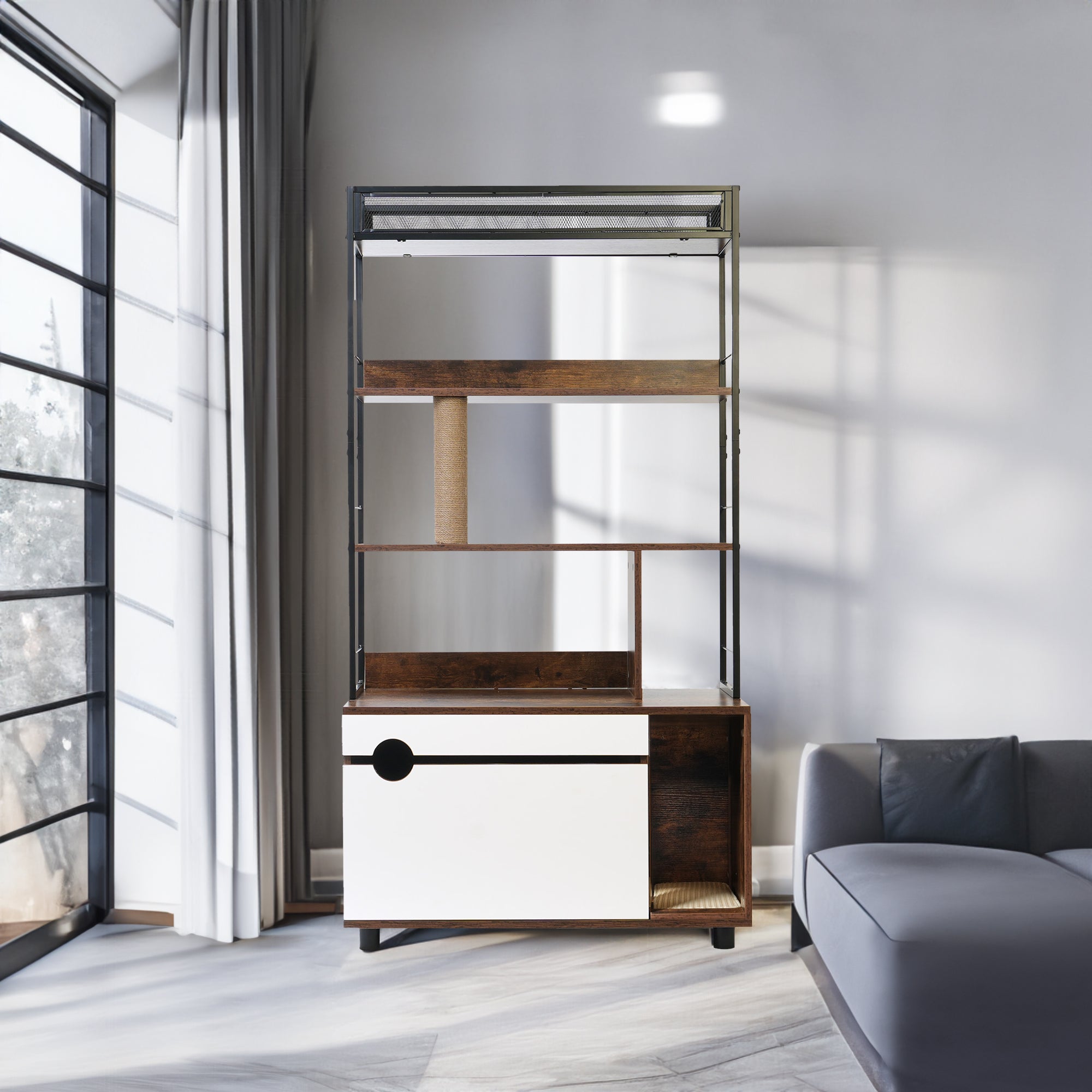 Mobile Lettiera Gatto Legno Ripiani