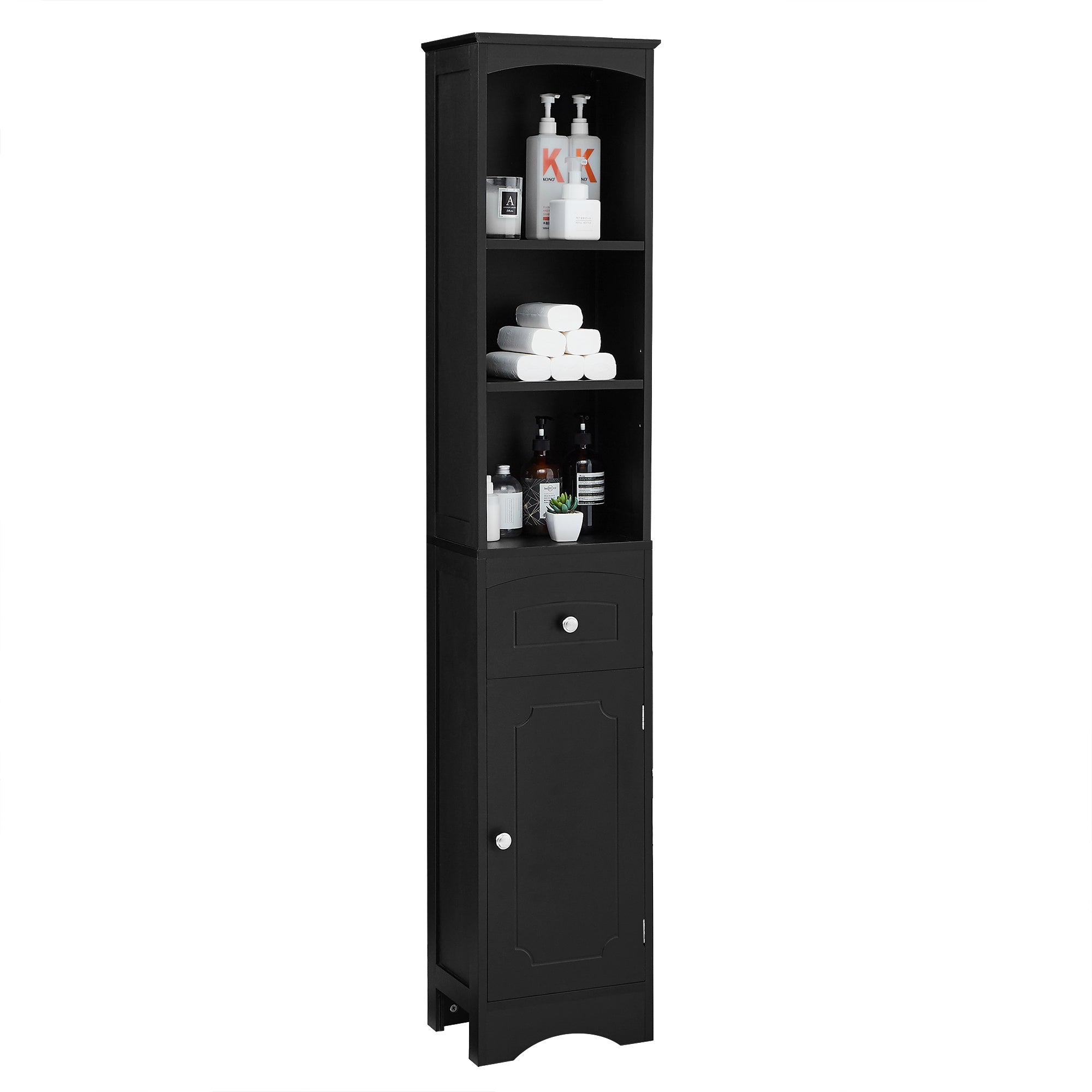 Mobile Bagno Stretto Alto Nero 170cm