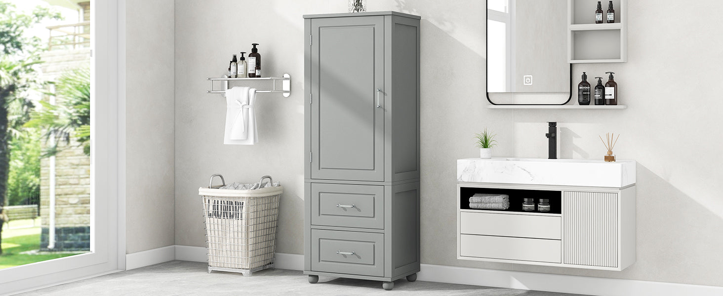 Mobile Bagno Alto Grigio 2 Cassetti 156cm