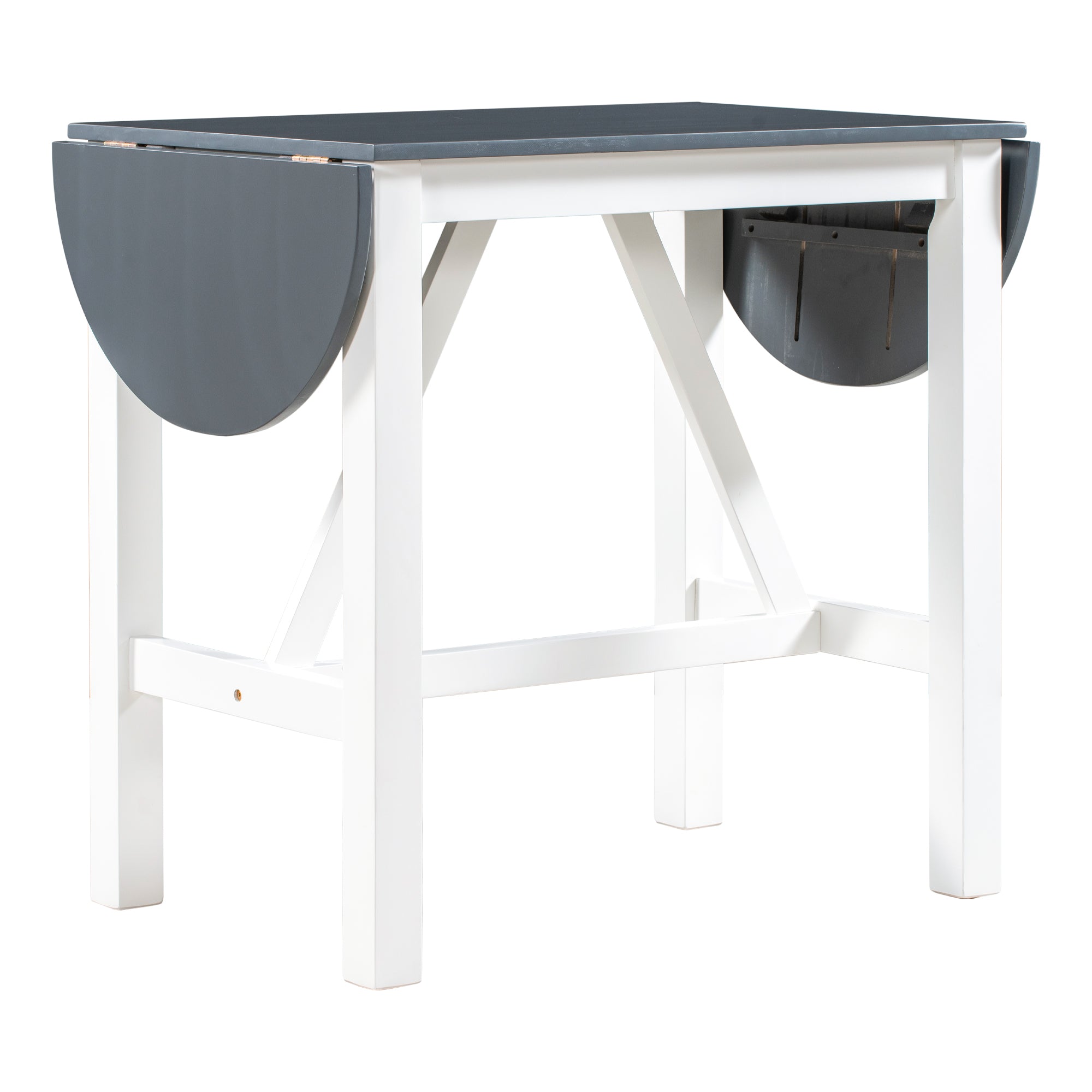 Set Tavolo Pranzo 3 Pezzi Ribaltabile Bianco Grigio