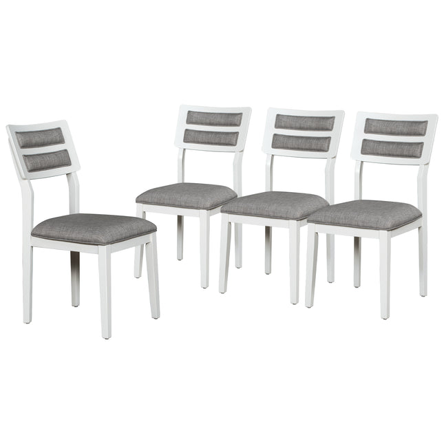 Classic 6-Piece Dining Set, Table, 4 Chairs & Bench (White/Gray)