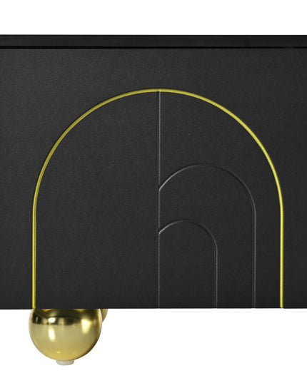 U-Can modern TV stand for TVs under 75 inches with a storage cabinet top marble pattern and circular stand