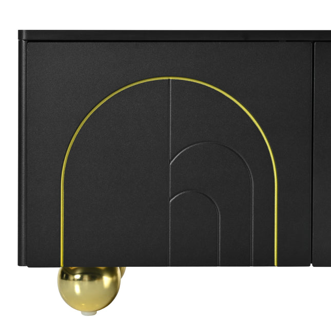 U-Can modern TV stand for TVs under 75 inches with a storage cabinet top marble pattern and circular stand