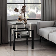 Tavolino Caffè Vetro Temperato Nero Quadrato