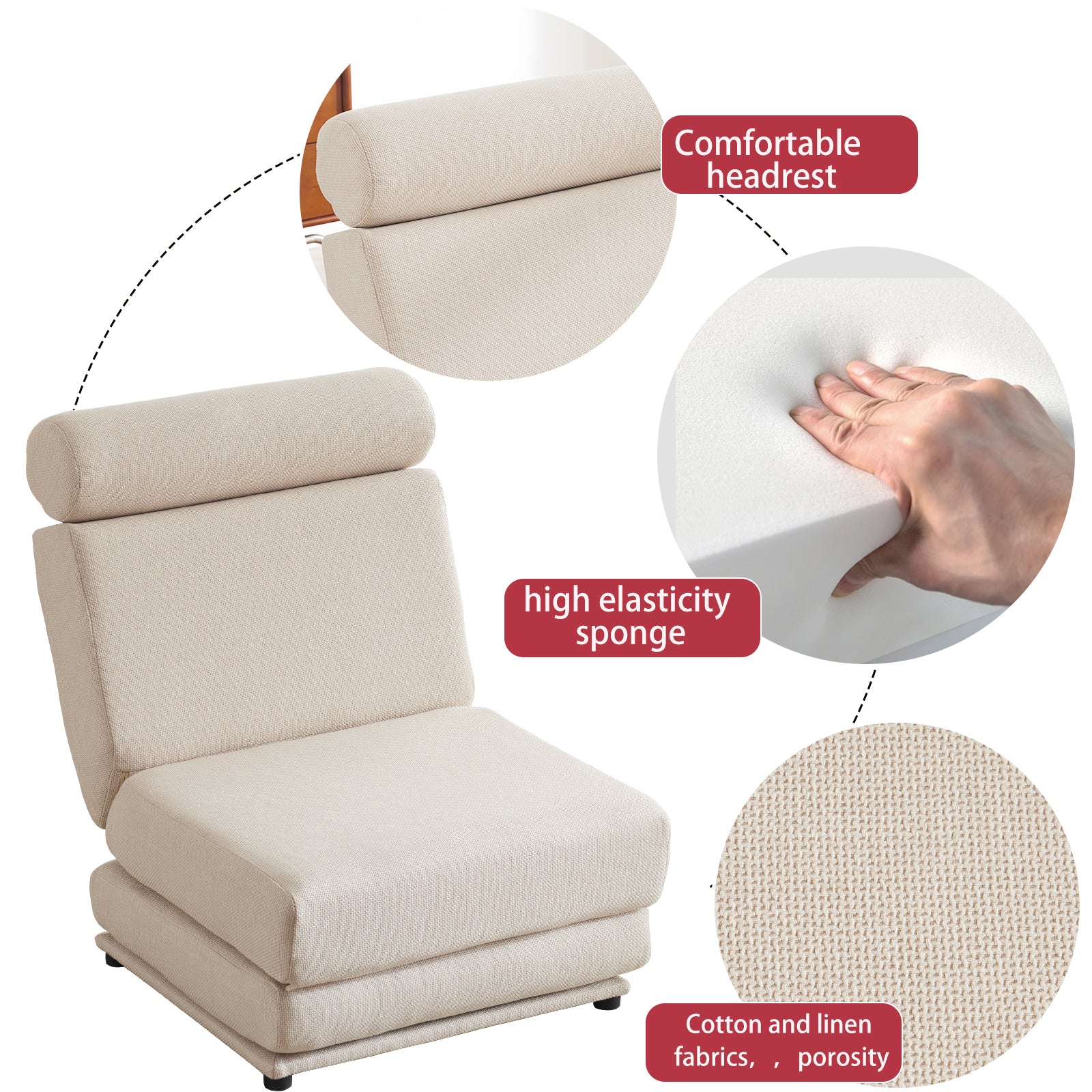Poltrona Letto Pieghevole Bianco Crema