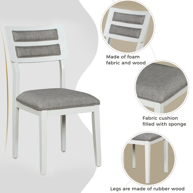 Classic 6-Piece Dining Set, Table, 4 Chairs & Bench (White/Gray)