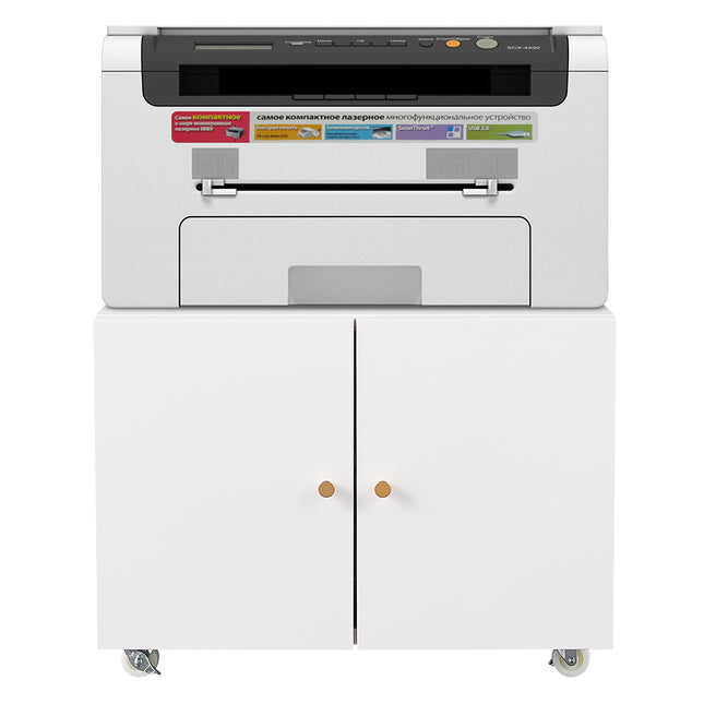 White Mobile Pedestal Copier Cabinet - Office Furniture File and Printer Stand