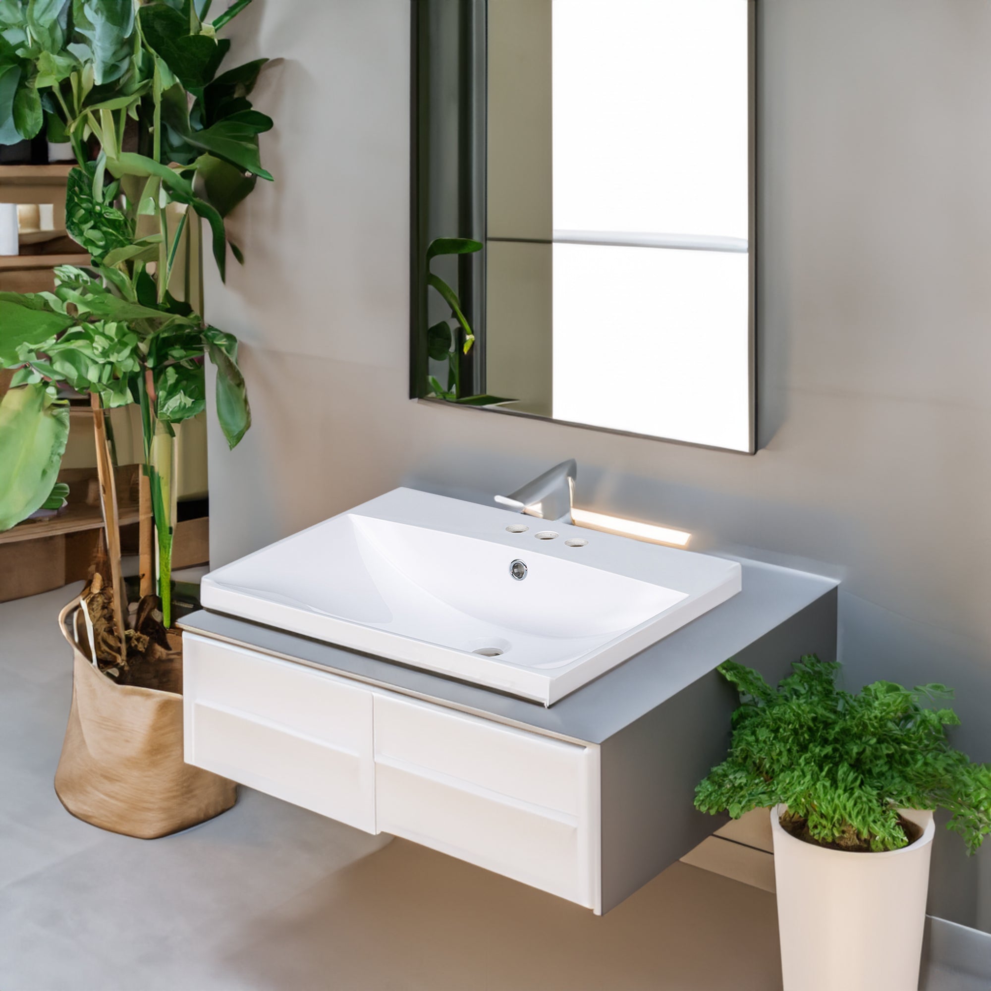 Piano Lavabo 61cm Ceramica Bianco