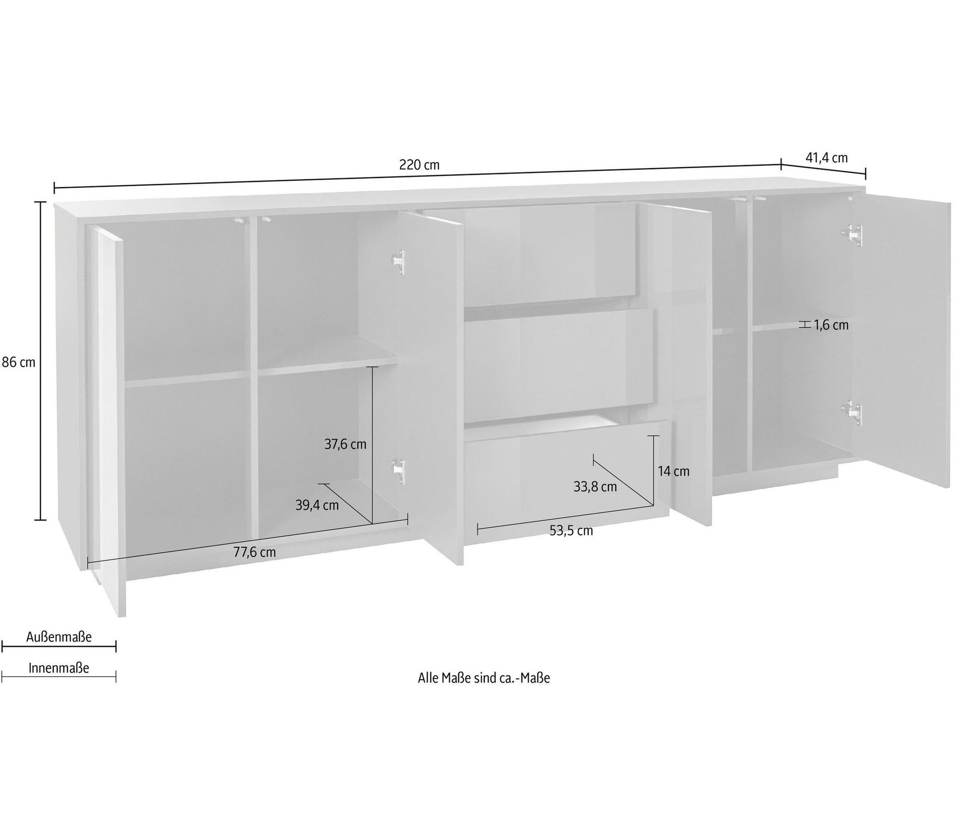 Credenza BLOOM da 220 cm.