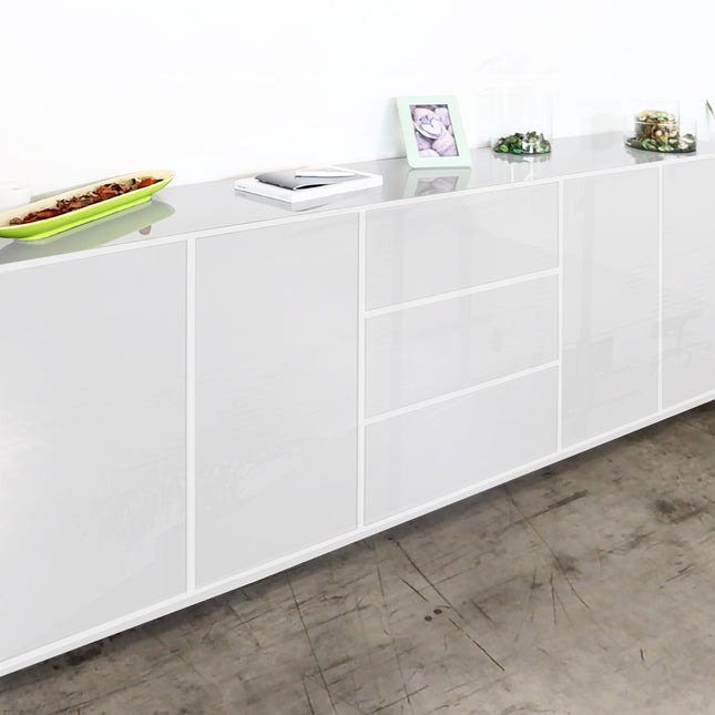 Credenza BLOOM da 220 cm - Bianco laccato lucido