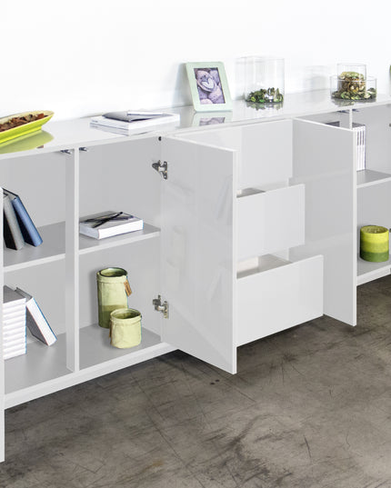 Credenza BLOOM da 220 cm - Bianco laccato lucido