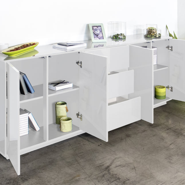 Credenza BLOOM da 220 cm - Bianco laccato lucido