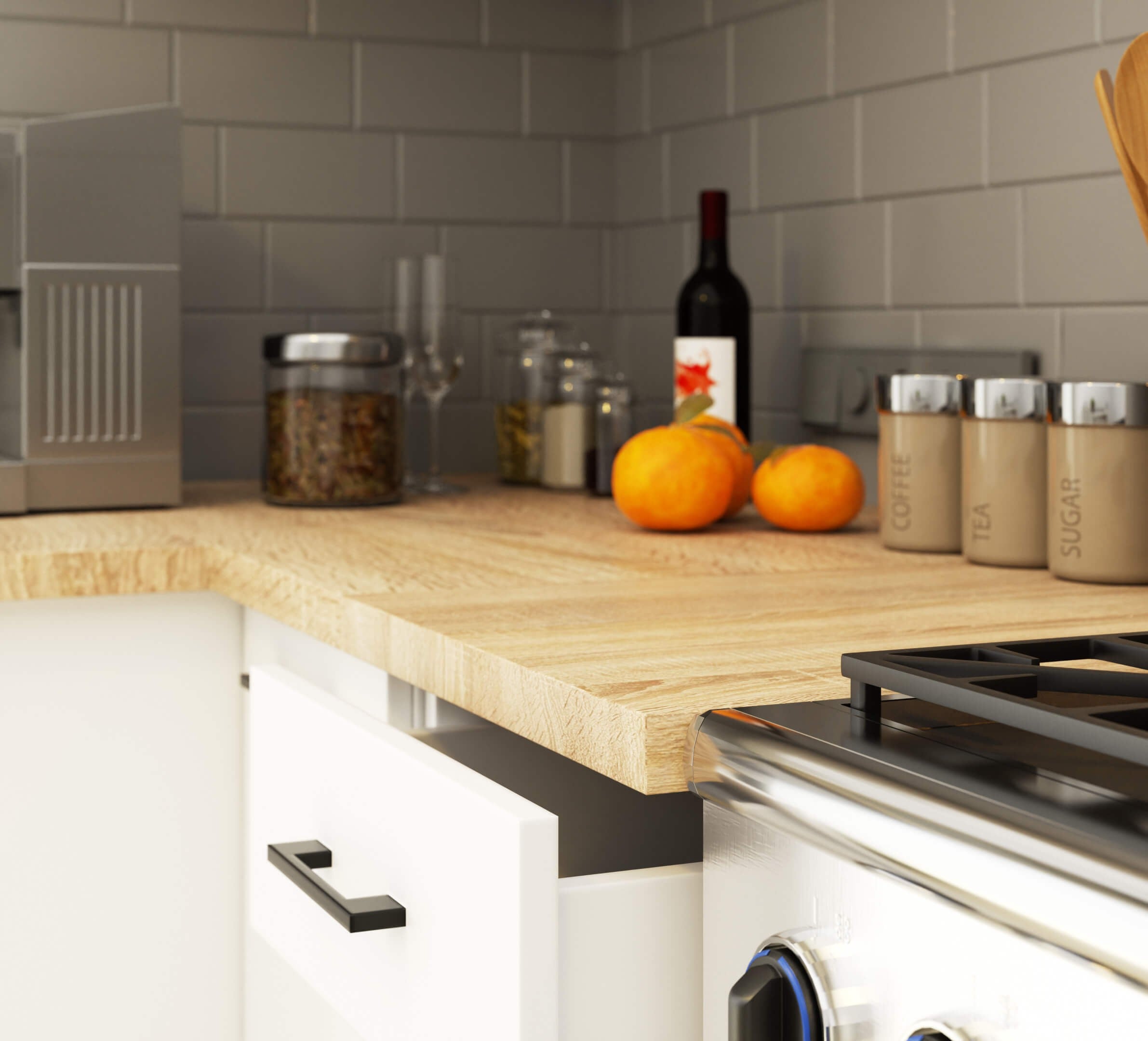 Set Cucina Linea 9 Elementi – Bianco/Sonoma 300x46x203 cm