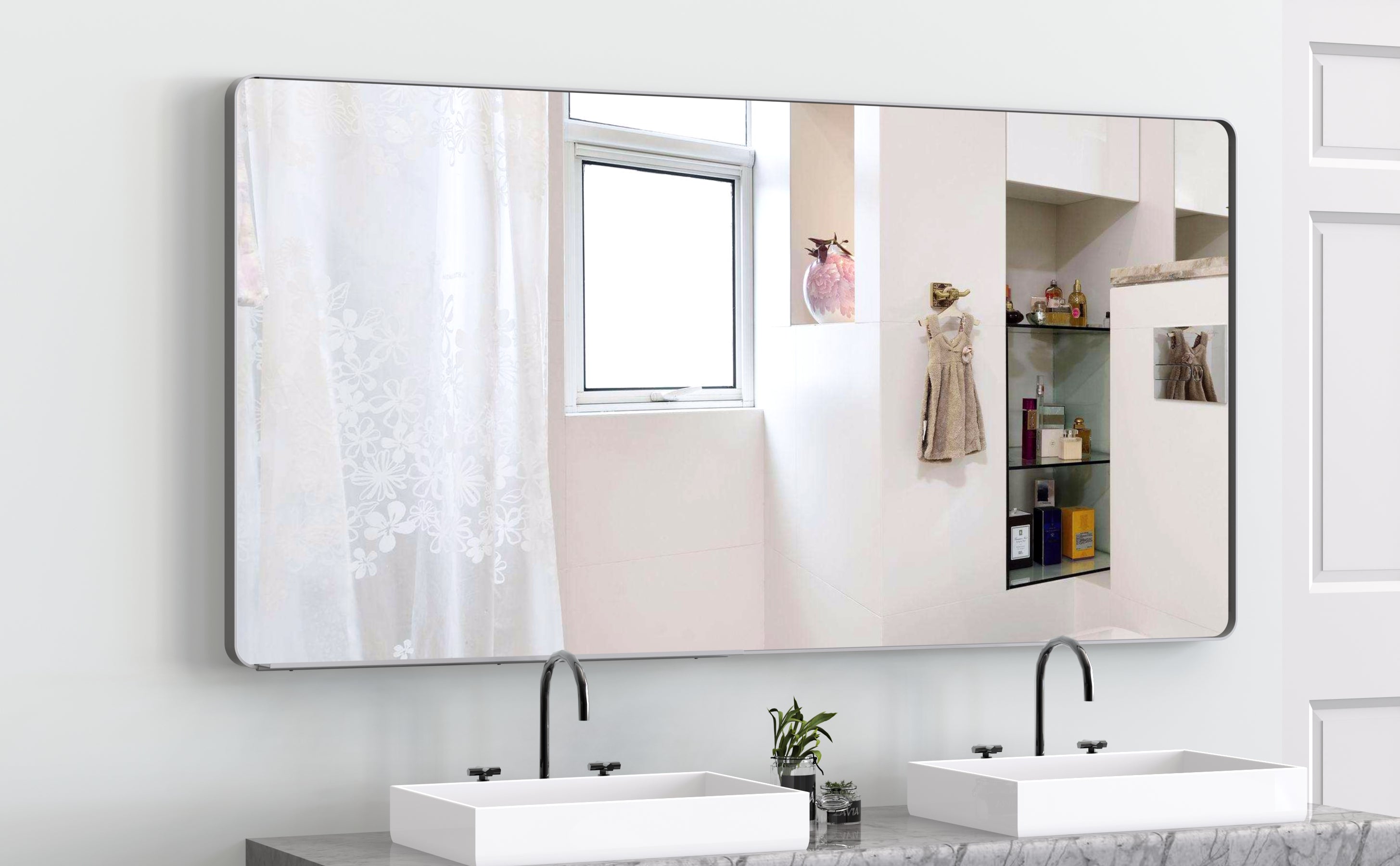 Specchio Bagno 183x91cm con Vassoio Mobile