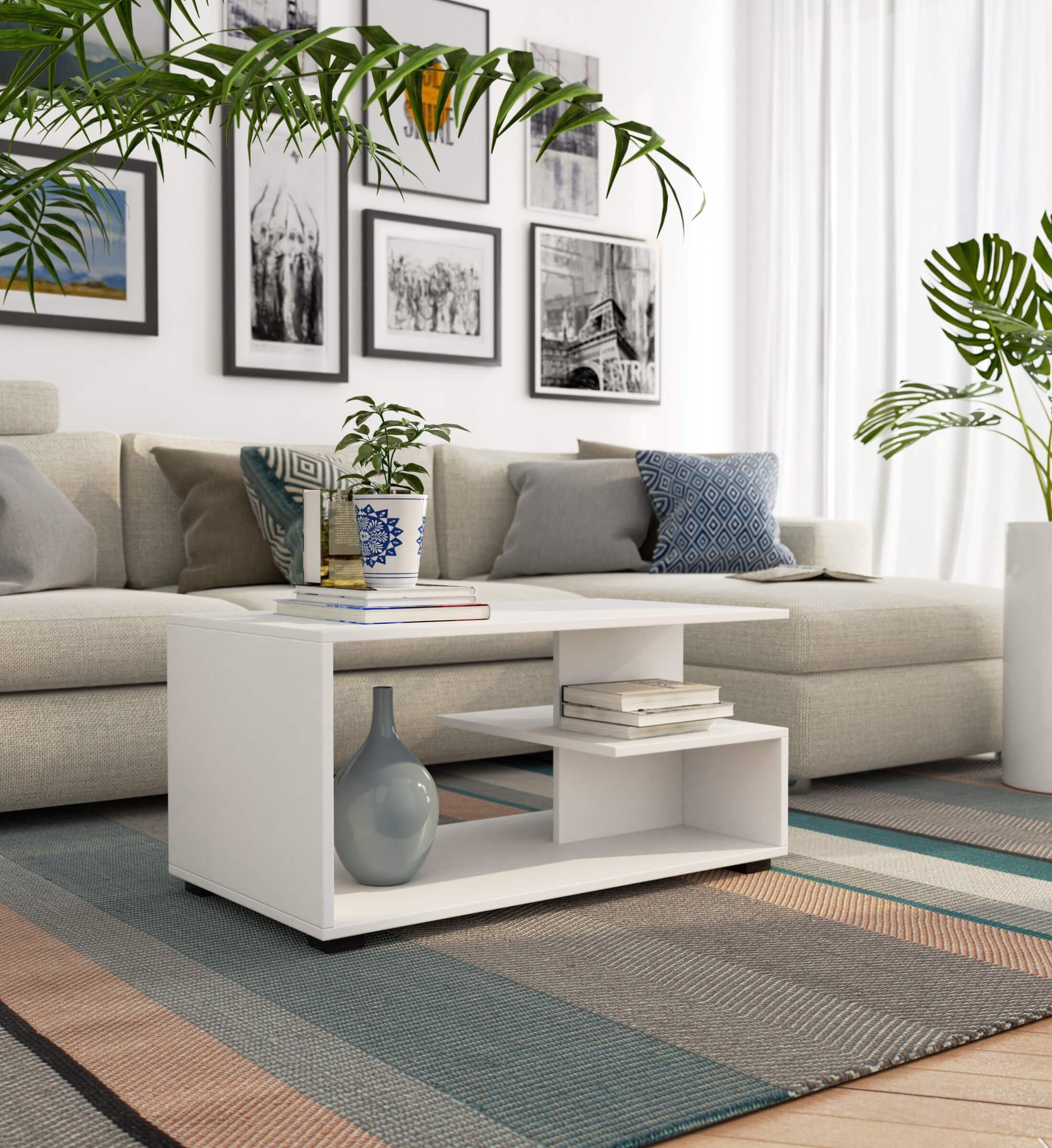 Tavolino da Caffè Pin 90×51×45 cm – Bianco