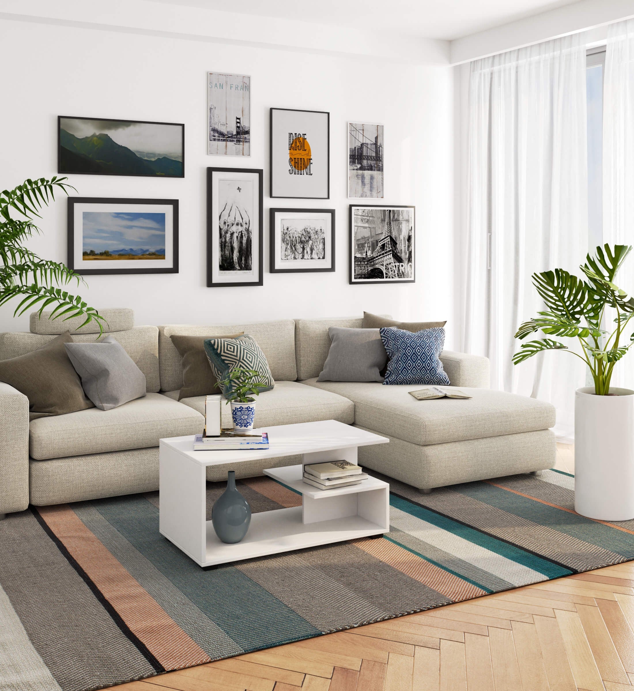 Tavolino da Caffè Pin 90×51×45 cm – Bianco