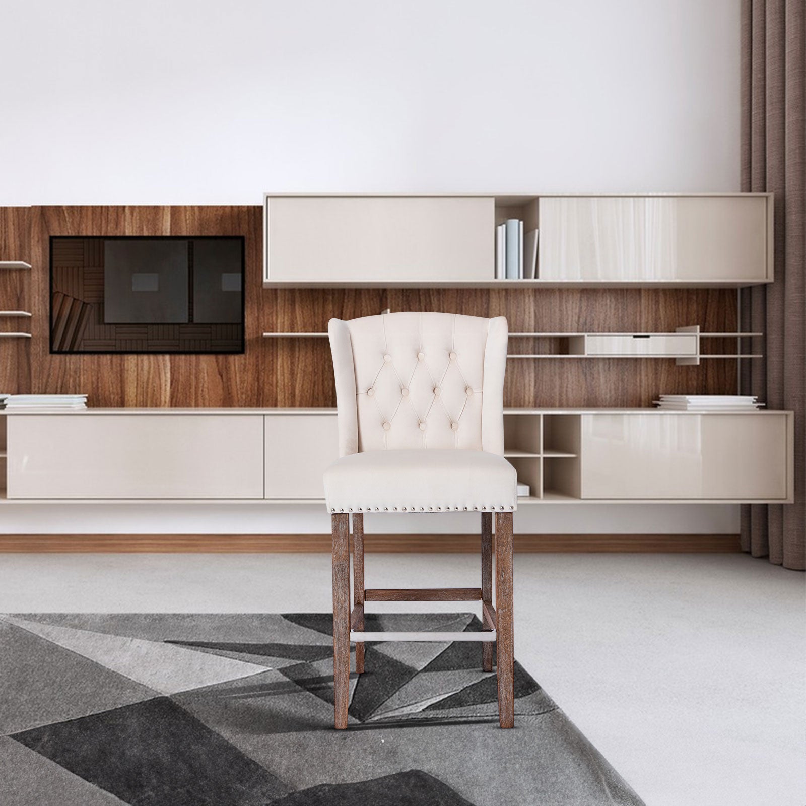 Sgabelli Bar Set 2 Velluto Beige