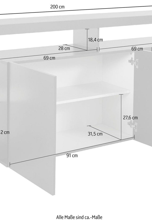 Credenza ESSENTIAL 3 ante da 200 cm.