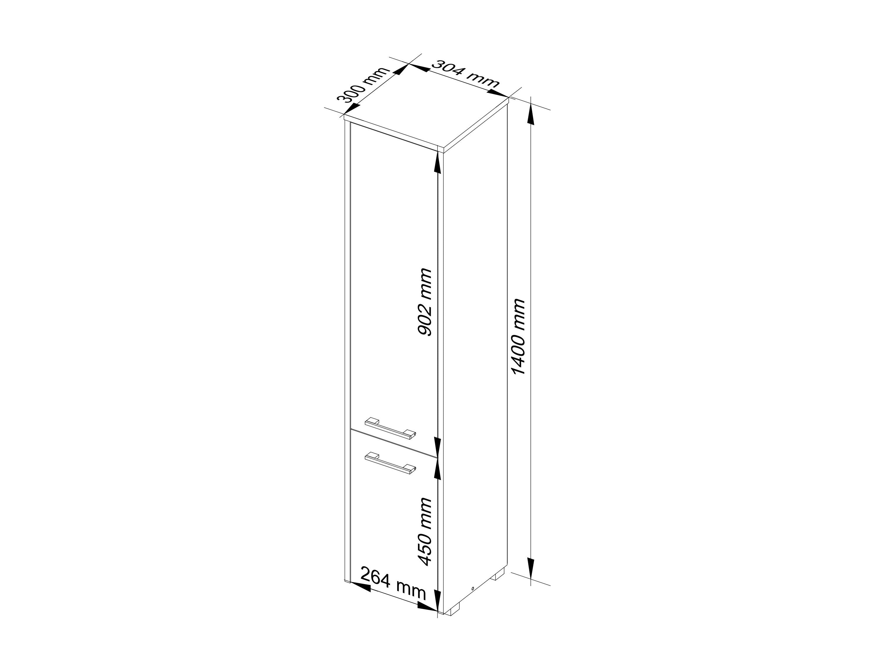 Colonna Bagno Aria 140 cm 2 Ante – Nero Lucido