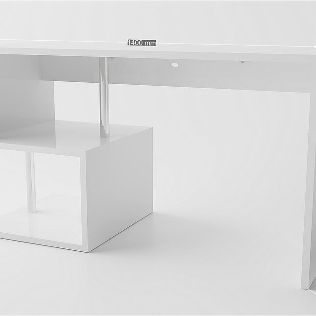 Scrivania ESSE da 140 cm - Bianco laccato lucido