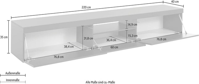 Porta TV ESSENTIAL 220 cm 2 anta 1 ribalta.