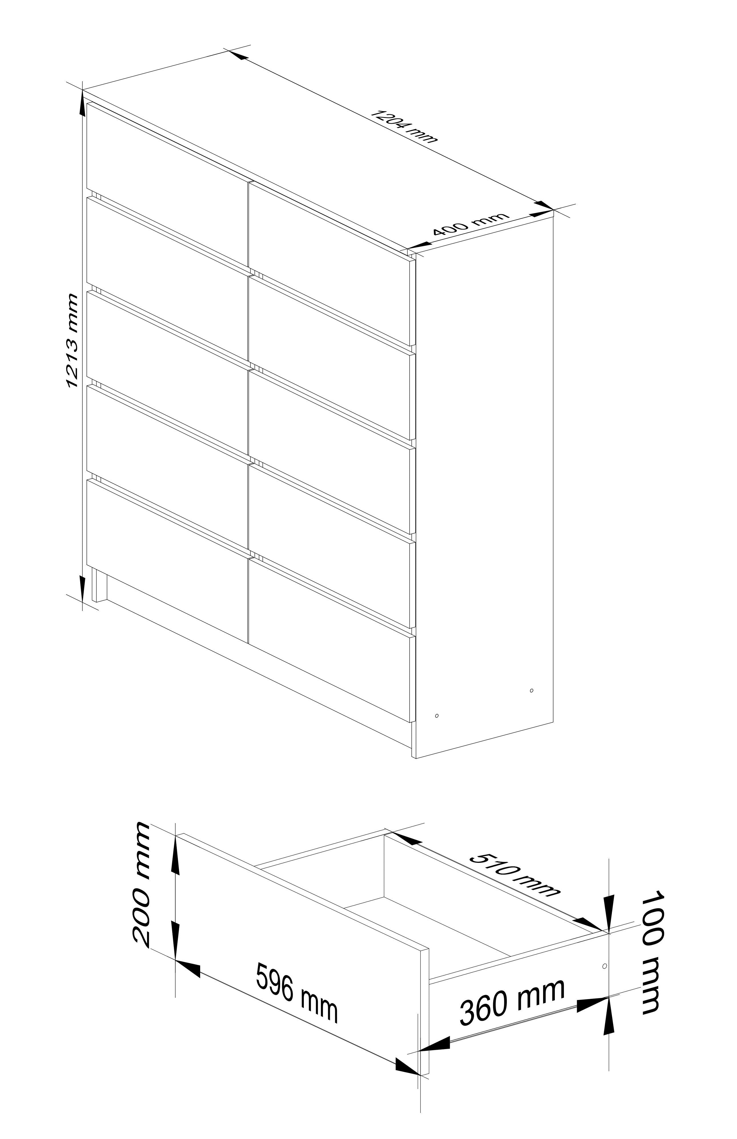 Credenza Linea 120 cm 10 Cassetti – Wenge/Sonoma