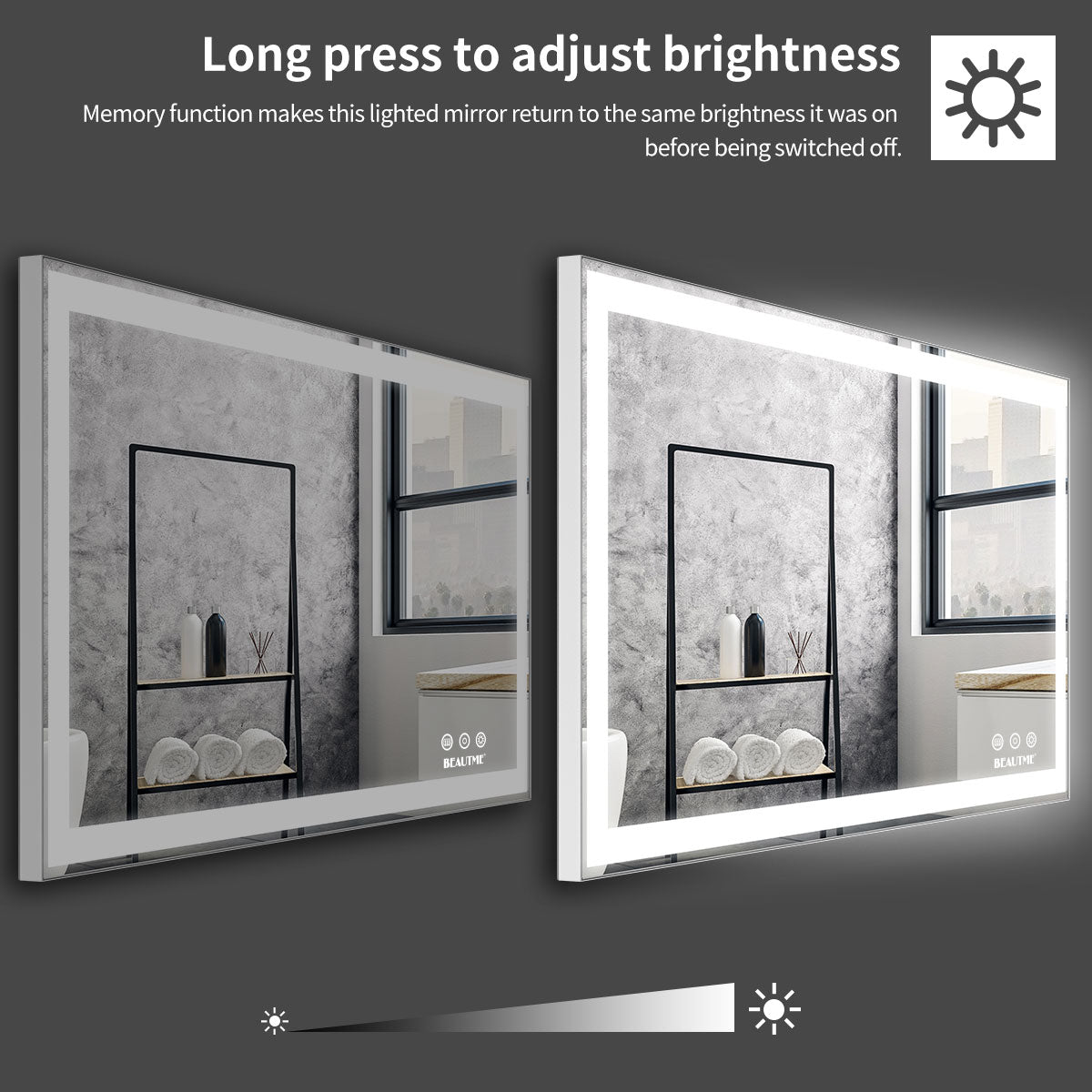 Specchio LED Bagno 122x61cm Antiappannamento