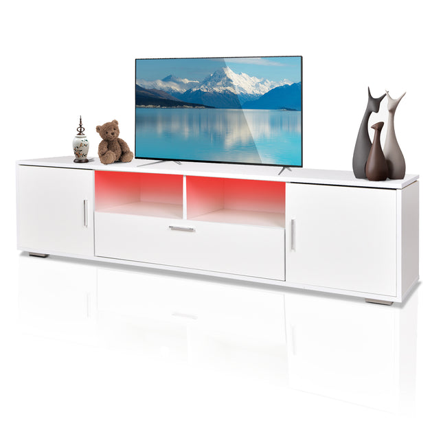 Modern TV Stand with LED Lights – Entertainment Center TV Cabinet with Storage for Up to 75 Inch TVs