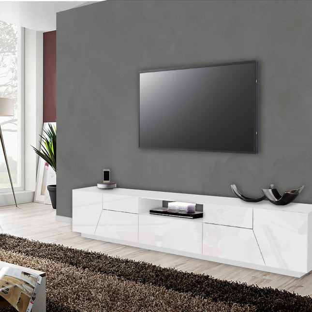Porta tv ALIEN 220 cm - Bianco laccato lucido