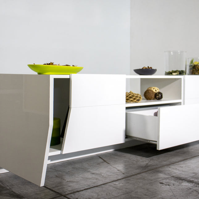 Porta tv ALIEN 220 cm - Bianco laccato lucido
