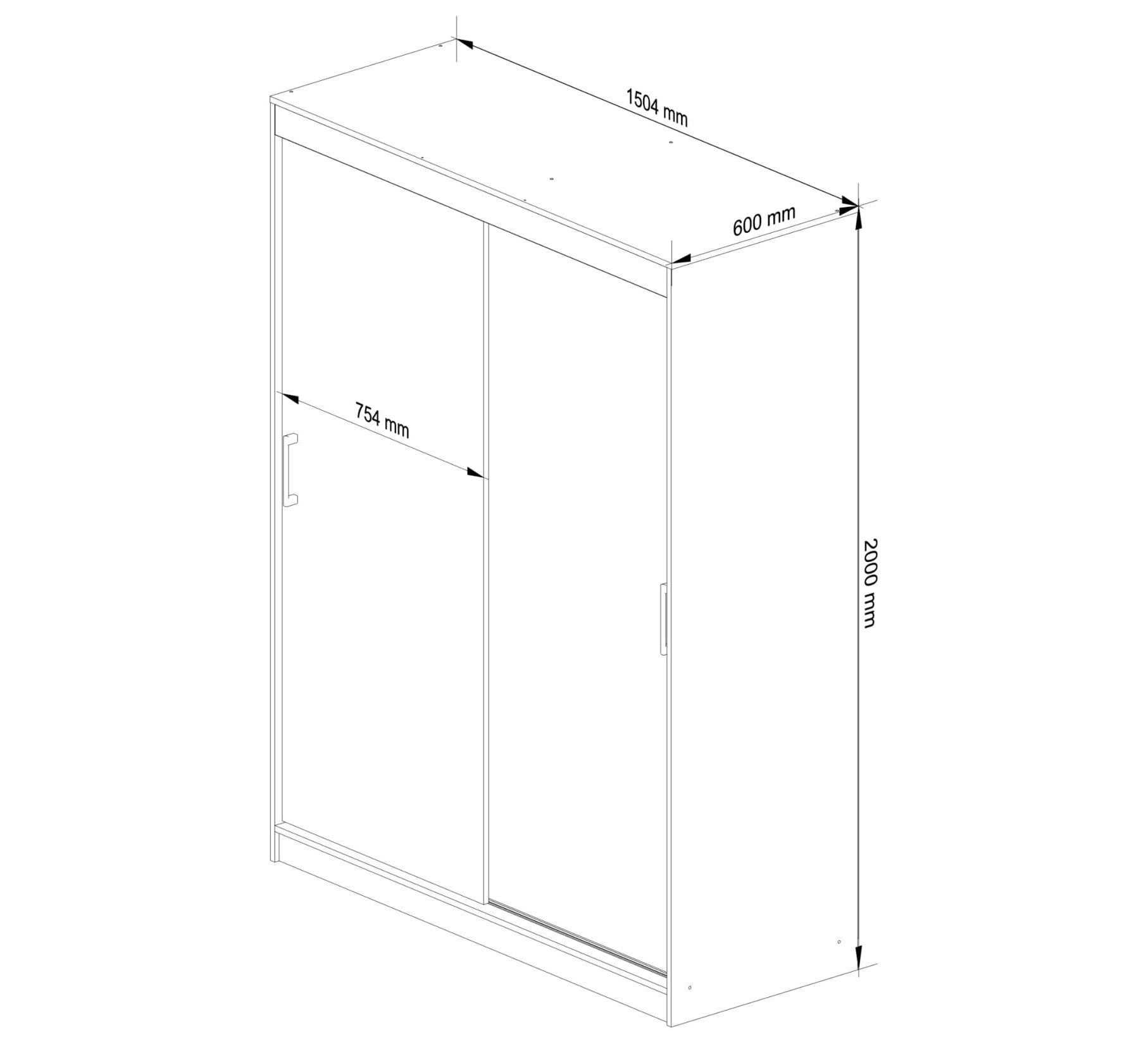 Armadio Scorrevole Sera 150 cm Specchio – Rovere Sonoma