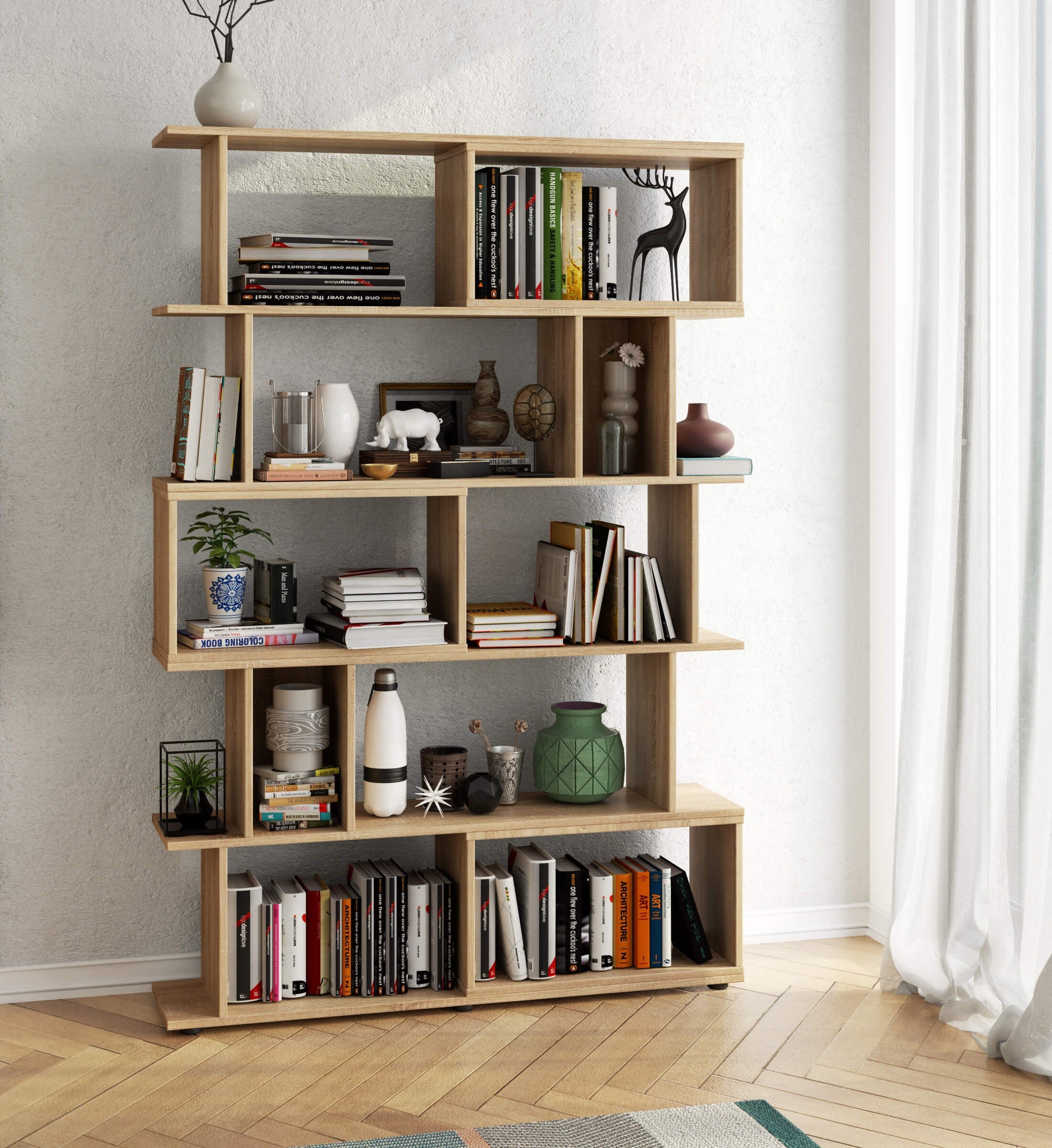 Libreria Fix 120 cm 10 Ripiani – Rovere Sonoma