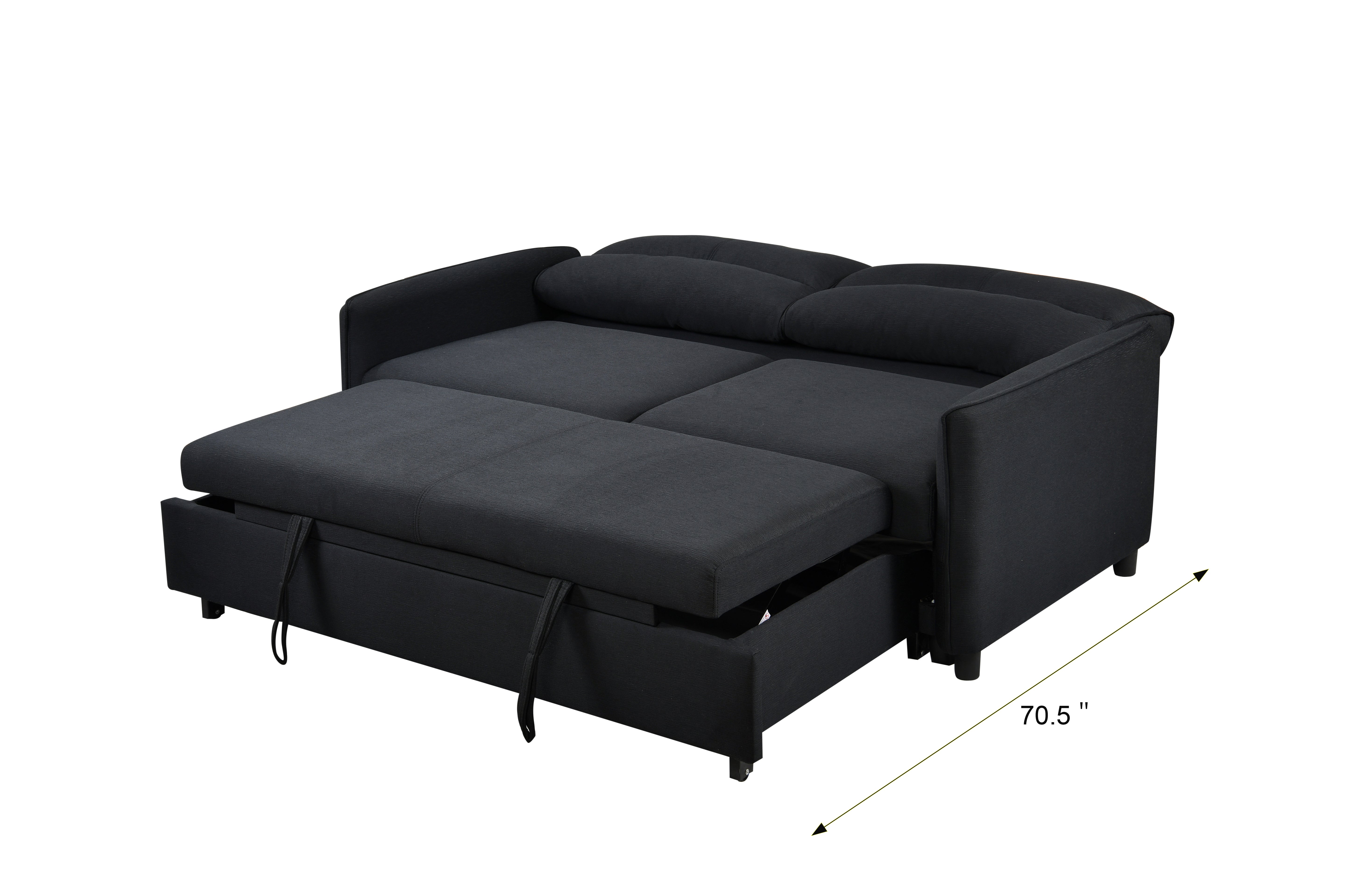 Divano Letto Convertibile 3 in 1 con Letto Estraibile Nero
